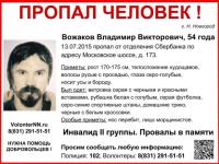 54-летний инвалид Владимир Вожаков пропал в Нижнем Новгороде 