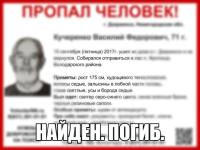 Пропавший в Нижегородской области 71-летний Василий Кучеренко найден погибшим 