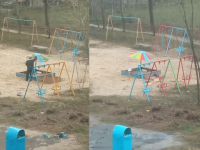Качели перекрасили в нижегородском поселке после шутки про флаг Украины 
