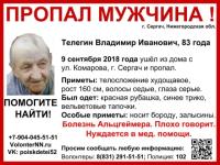 83-летний Владимир Телегин пропал в Нижегородской области 