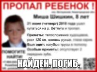 Ушедший купаться 8-летний Миша Шишкин найден погибшим 