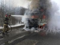 Большегруз MAN сгорел на трассе М-7 в Кстовском районе 