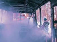 Ритуальный автобус дотла сгорел на Бору 16 января   