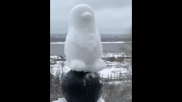 Снежные пингвины украсили ограждение на Верхневолжской набережной в Нижнем Новгороде 