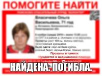 Погибшей найдена пропавшая 71-летняя Ольга Власичева 