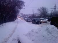 Пробки образовались на въезде в Нижний Новгород из-за снегопада 21 февраля   