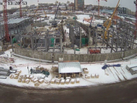 Металлоконструкции монтируют на стройплощадке Ледовой арены в Нижнем Новгороде 