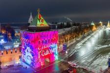 Новогодние 3D-огни зажгли на  Дмитриевской башне Нижегородского кремля 