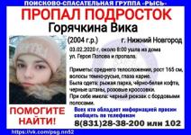 15-летняя Вика Горячкина пропала в Нижнем Новгороде 