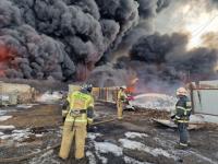Пожарный поезд и вертолет подготовили для тушения пожара в промзоне Дзержинска 