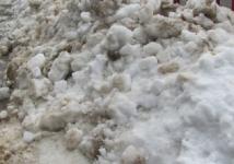 Горы грязного снега обнаружили на берегу Волги в Заволжье 