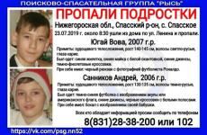 Два мальчика пропали в Нижегородской области 24 июля 