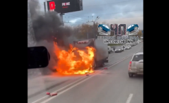 ГАЗель сгорела на виадуке в Нижнем Новгороде 2 ноября 