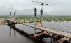 Возведены опоры моста через Оку на трассе М-12 в Нижегородской области 