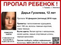 12-летняя Дарья Гуселева пропала в Городецком районе 