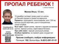 13-летнего Илью Малова разыскивают в Нижнем Новгороде 