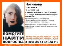 15-летняя Наташа Ногинова пропала в Нижнем Новгороде 