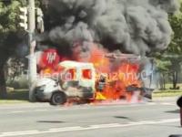 «Газель» загорелась на Московском шоссе в Нижнем Новгороде 14 августа 