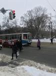 Трамваи встали на улице Белинского в Нижнем Новгороде 