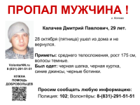 29-летний Дмитрий Калачев пропал в Нижегородской области
 