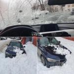 Упавший с крыши снег повредил машину в центре Нижнего Новгорода 