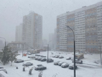 Сильный снегопад накрыл Нижний Новгород 17 октября  