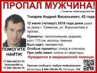 42-летний Андрей Токарев пропал в Семенове 