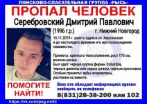 23-летний Дмитрий Серебровский пропал в Нижнем Новгороде 