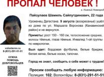 22-летний дагестанец Шамиль Пайзулаев пропал в Нижнем Новгороде 