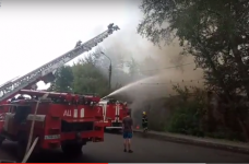 Опубликовано видео пожара на улице Советской в Нижнем Новгороде 