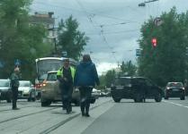 Парализовано движение трамваев по улице Белинского в Нижнем Новгороде 